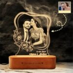 Personalized Floral Photo Engraved 3D LED Lamp